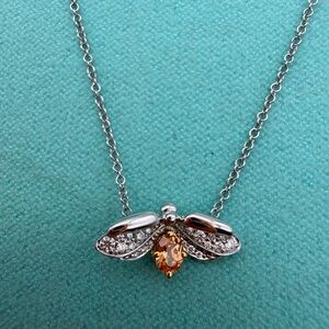 Tiffany & Co. 16” Platinum Paper Flower spessartine & Diamond Firefly Necklace